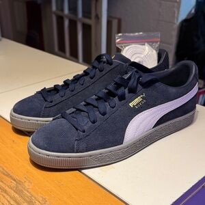 Puma Suede Navy and White Sneakers